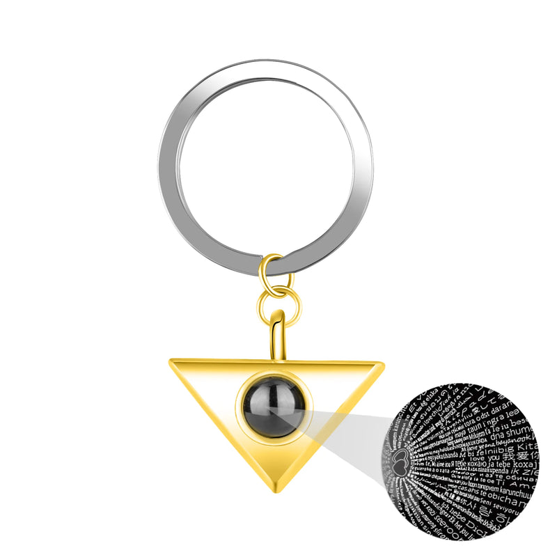 Personalized Projection Triangle Keychain - 925 Silver