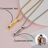 Custom Bar Necklace with Projection Photo Personalized Text Memorial Gift