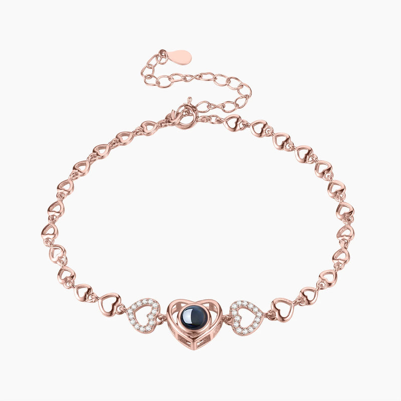 Personalized Heart 925 Sterling Silver Projection Photo Bracelet