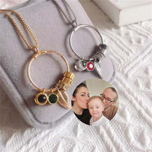 Custom Projection Photo Name Necklace with Birthstone