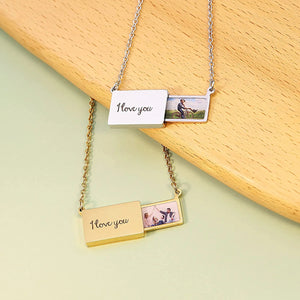 Pull-Out Envelope Necklace-Photo Necklace Engraved Blessing Phrase