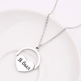Stainless Steel Heart Necklace Engrave Name Lady Lettering Pendants