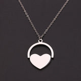 Stainless Steel Heart Necklace Engrave Name Lady Lettering Pendants
