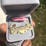 Rainbow Crown Butterfly Heart Name Necklace Women Nameplate
