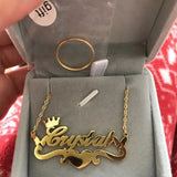 Rainbow Crown Butterfly Heart Name Necklace Women Nameplate