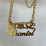 Cartoon Character Heart Nameplate Necklace for Women