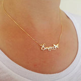 Personalized Butterfly Name Necklace Stainless Steel Long Chain Rose Necklaces