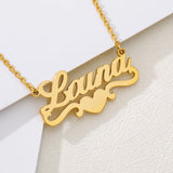 Ribon Heart Name Necklace Personalized Stainless Steel Love Jewelry