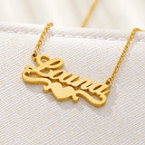 Ribon Heart Name Necklace Personalized Stainless Steel Love Jewelry