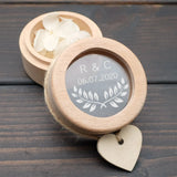 Personalized Rustic Ring Bearer Box, Wooden Holder Initials & Date