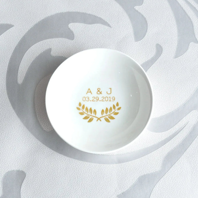 Personalized Wedding Ring Holder Ceramic Jewelry Tray