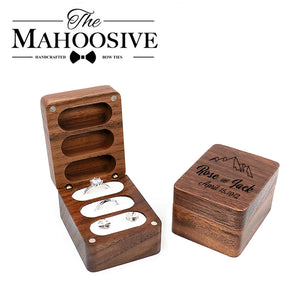 Personalized Ring Jewelry Box Wedding Ring Organizer Wooden Holder