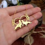 Love Birds Necklace Personalized Couple Names & Date Engraved