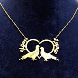 Love Birds Necklace Personalized Couple Names & Date Engraved