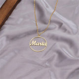 Round Hollow Name Necklace Stainless Steel Personalized Letter Nameplate Pendant