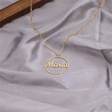 Round Hollow Name Necklace Stainless Steel Personalized Letter Nameplate Pendant