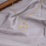 Round Hollow Name Necklace Stainless Steel Personalized Letter Nameplate Pendant