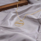 Round Hollow Name Necklace Stainless Steel Personalized Letter Nameplate Pendant