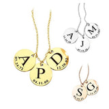 Personalized Round Pendant Name Necklace for Women, Stainless Steel Engraving