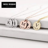 Personalized Round Pendant Name Necklace for Women, Stainless Steel Engraving
