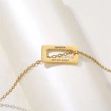 Personalized Stainless Steel Tree of Life Necklace Square Pendant