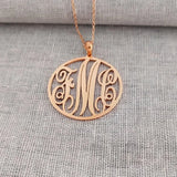Round Monogram Necklace Personalized Jewelry Circle Letter Choker Necklace