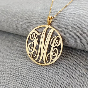 Round Monogram Necklace Personalized Jewelry Circle Letter Choker Necklace