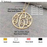 Round Monogram Necklace Personalized Jewelry Circle Letter Choker Necklace