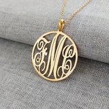 Round Monogram Necklace Personalized Jewelry Circle Letter Choker Necklace