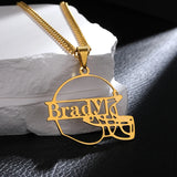 Rugby Name Necklace Ball Sport Jewelry Personalized American Football Nameplate
