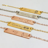 Personalized Rugby Name Necklace Engraved Bar Sports Mom Jewelry
