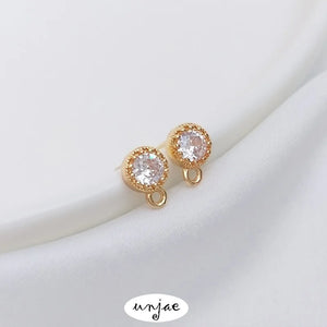 S925 Silver Zircon T Square Belt Ring Earrings DIY Jewelry