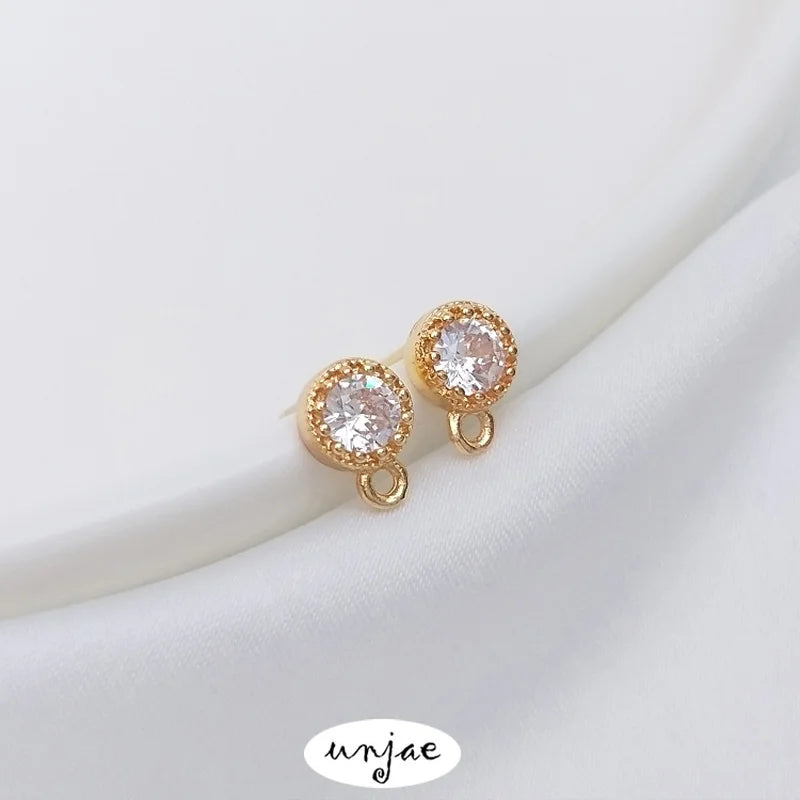 S925 Silver Zircon T Square Belt Ring Earrings DIY Jewelry