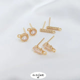 S925 Silver Zircon T Square Belt Ring Earrings DIY Jewelry