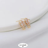 S925 Silver Zircon T Square Belt Ring Earrings DIY Jewelry