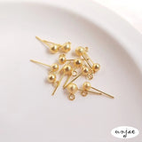 S925 Sterling Silver Bead Earrings with 18K Sand Flashing Needle