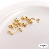 S925 Sterling Silver Bead Earrings with 18K Sand Flashing Needle