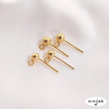 S925 Sterling Silver Bead Earrings with 18K Sand Flashing Needle