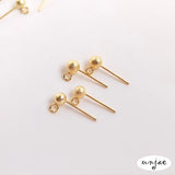 S925 Sterling Silver Bead Earrings with 18K Sand Flashing Needle