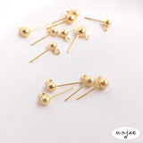 S925 Sterling Silver Bead Earrings with 18K Sand Flashing Needle