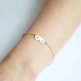 Dainty Heart Pendant Bracelet with Engraved Name, Stainless Steel Gift