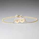Dainty Heart Pendant Bracelet with Engraved Name, Stainless Steel Gift