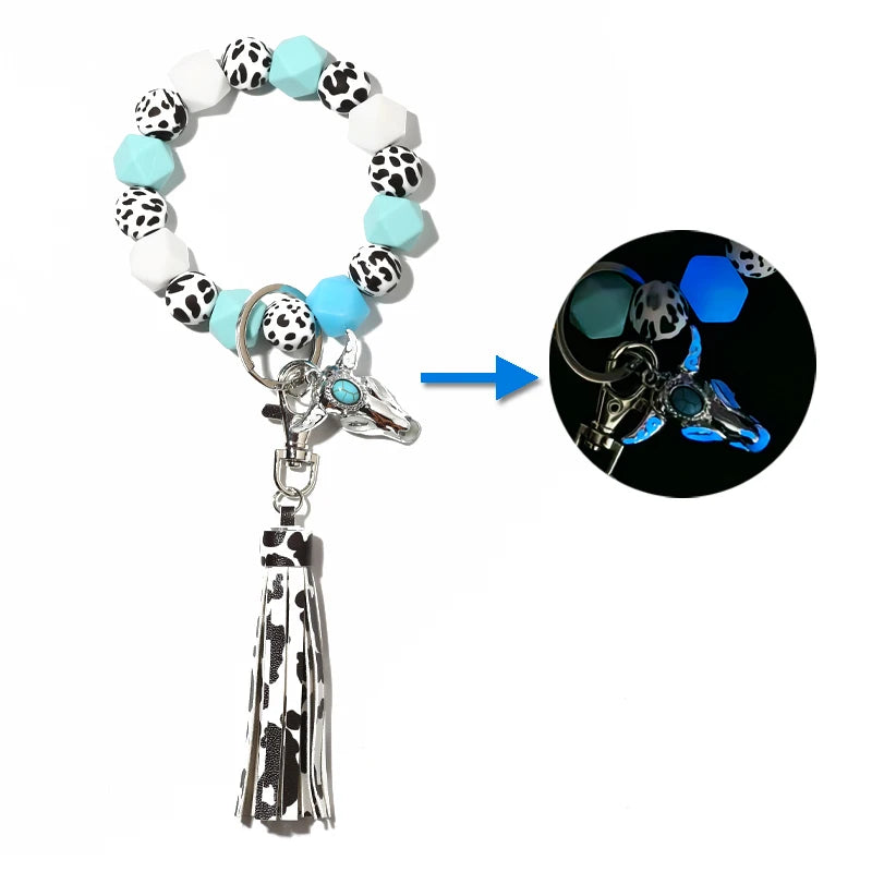 Silicone Beads Luminous Cow Wood Bull Bracelet