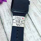 Personalized Aluminum Cuff Watch Band Charm with Birthstone