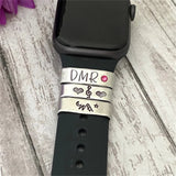 Personalized Aluminum Cuff Watch Band Charm with Birthstone