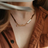 Name Pendant Snake Chain Necklace Stainless Steel Jewelry for Women