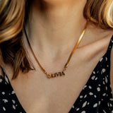 Name Pendant Snake Chain Necklace Stainless Steel Jewelry for Women