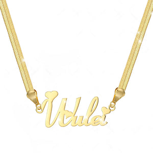 Name Pendant Snake Chain Necklace Stainless Steel Jewelry for Women