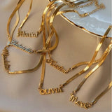 Name Pendant Snake Chain Necklace Stainless Steel Jewelry for Women