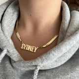 Name Pendant Snake Chain Necklace Stainless Steel Jewelry for Women